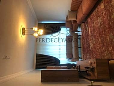 Oturma Odası Gri Renkli Modern Şık Perde